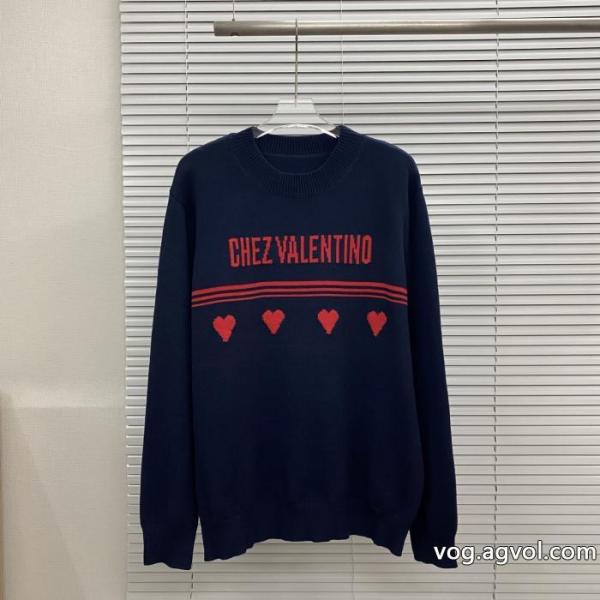 Valentlnoハートアルファベットロゴジャカードラウンドネックセーター 0
