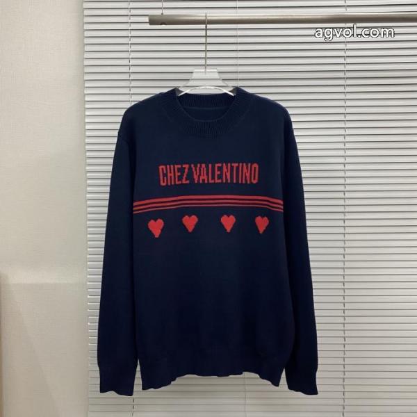 Valentlnoハートアルファベットロゴジャカードラウンドネックセーター 3